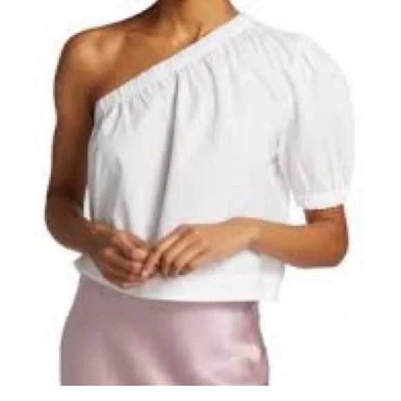 Rails Womens Jayla Top One Shoulder Puff Sleeve Lightweight Blouse White XL NWT - Picture 2 of 2